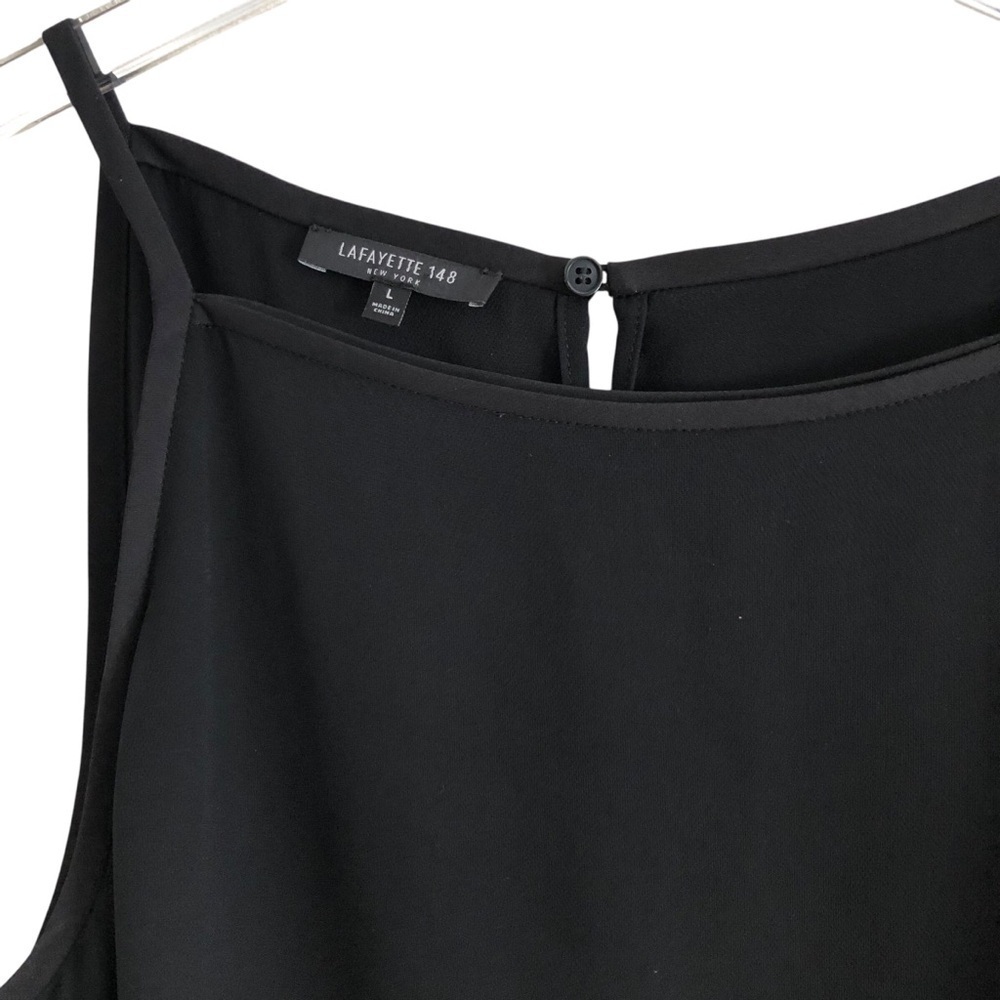 Layfayette 148 Asymmetrical Black Silk Tunic Large - Picture 6 of 11